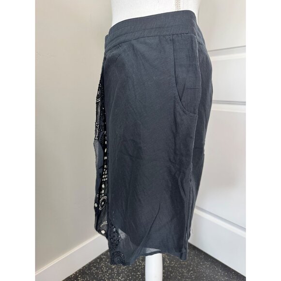 Asymmetrical Black Skirt With Eyelet Lace By Leifnotes Anthropologie Size 8 - Picture 6 of 15